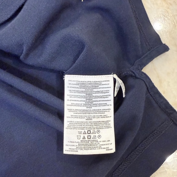 Brooks Brothers Original Fit Long Sleeve Logo Polo Golf Shirt Navy w/Stripes XXL - Picture 4 of 6
